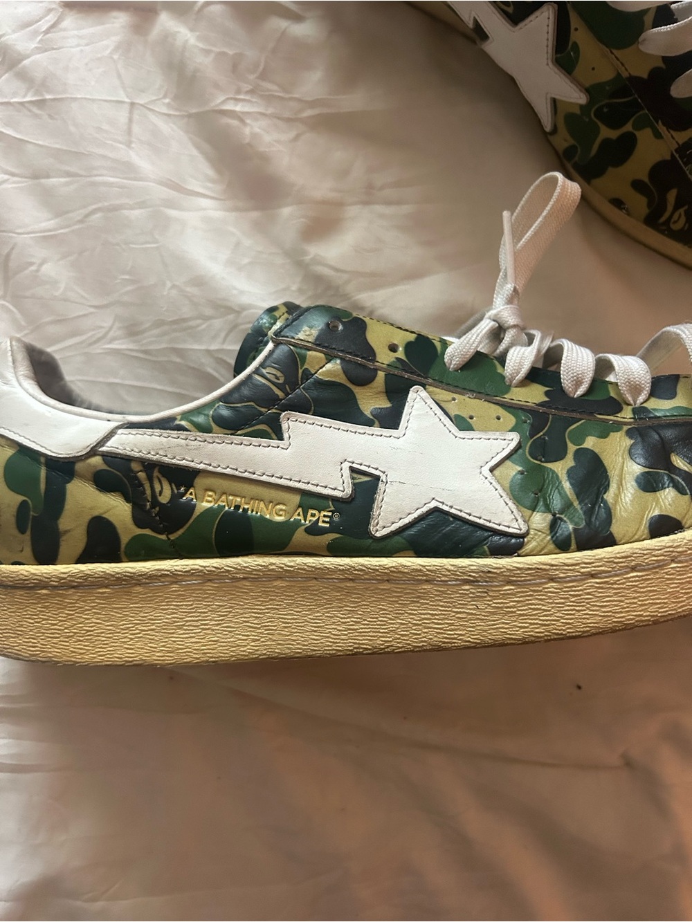 A Bathing Ape Green Camo Bapesta Low-Top Sneaker
